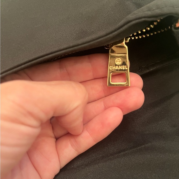 CHANEL Black Cosmetic Pouch with White Logo - Picture 4 of 5